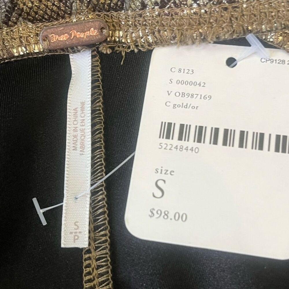 Free People Gold Metallic Python Pull On Leggings… - image 5